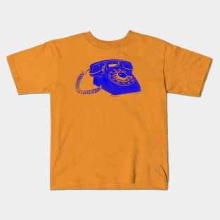 Vintage Rotary Phone Electric Blue and Orange Pop Art Kids T-Shirt